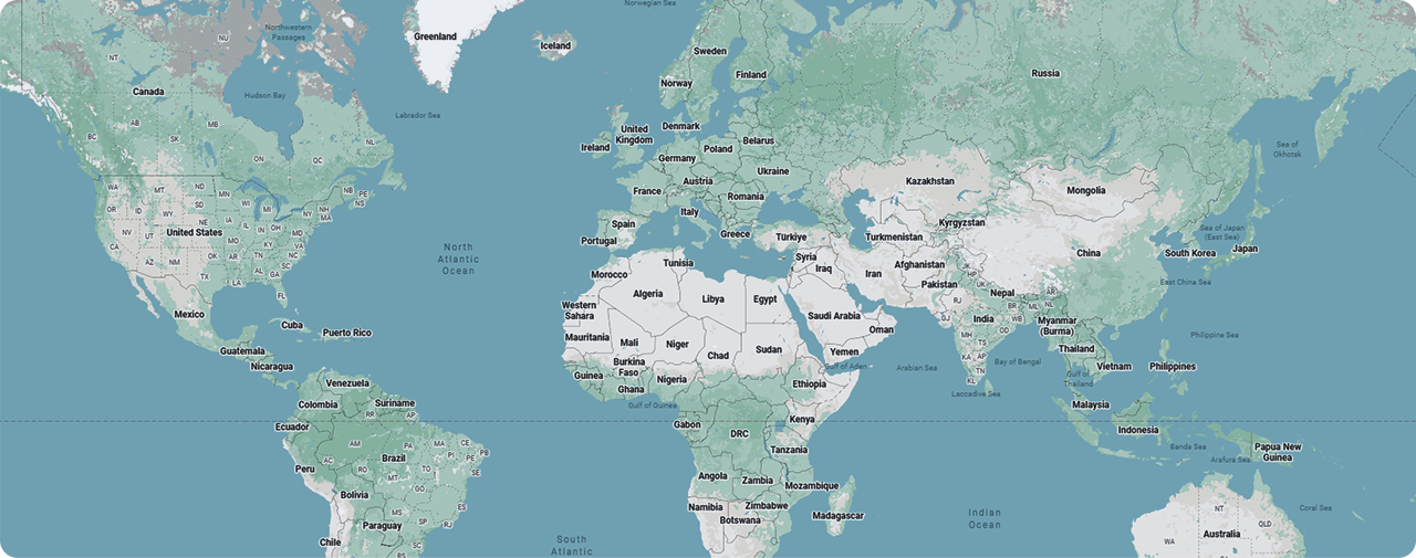 World map showing global client presence
